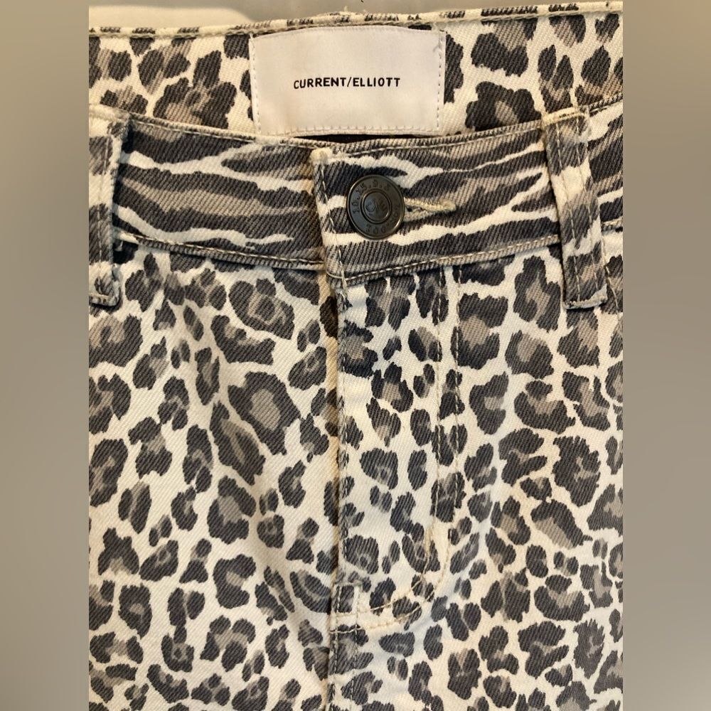 Current Elliott Jeans Skinny Jeans Grey Leopard Print 28